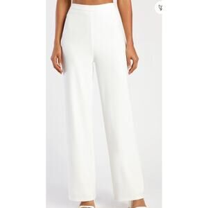 LULU'S sz L Perfect Pick White Flat Front straight length pants NEW B92